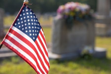 Blog photo of flag and grave for Memorial Day